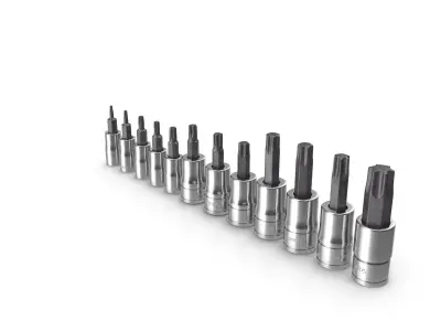SO 12pc Combination Drive TORX Bit Standard Socket Set Low-poly 3D model