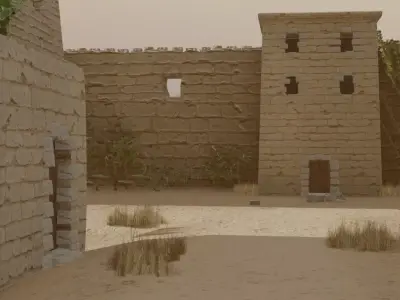 Walled Desert Settlement 3D model