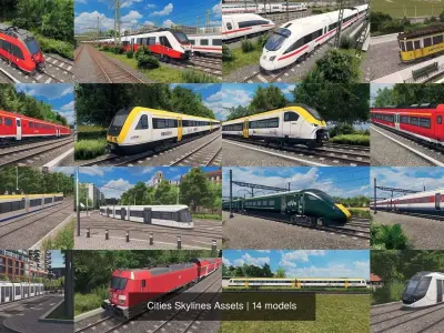 European Trains and Trams Collection 3D Model Pack