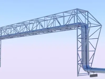 Pipeline bridge chrome 3D model
