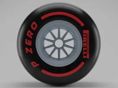 Formula One Slick Racing Tire with Rim  3D model