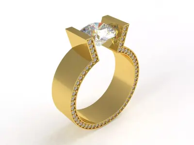 Round Solitaire Mens Ring 3D print model