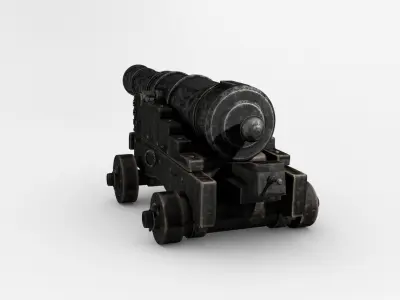 Dark Naval Cannon Low-poly 3D model