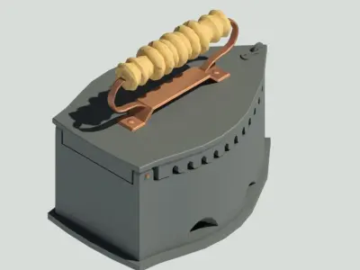 Iron Box with Wooden Handle 3D model