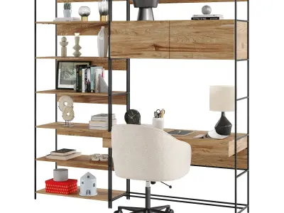 Industrial modular wall desk 3D model