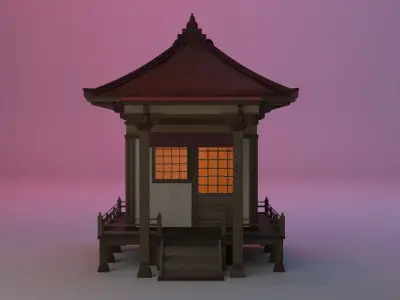  Buddhist Shrine Japanese Build House Free low-poly 3D model