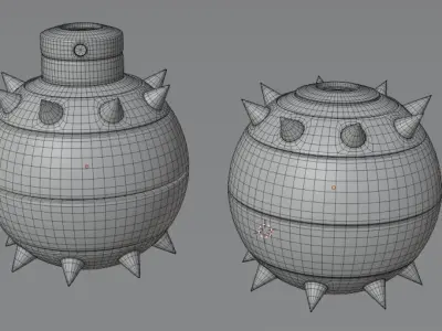 grenade two grenades with spikes 3D model