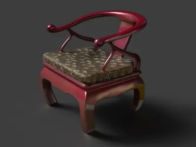 Chinese ancient wooden armchair  Low-poly 3D model