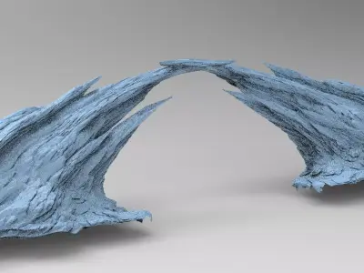 Sci fi Magma Cliff bridge 1 3D model