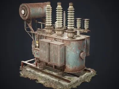 Old Rusty Transformer Low-poly 3D model purchase