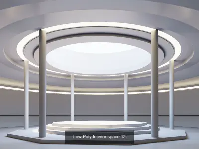 6 low poly interior hall Vol 3 3D Model Pack