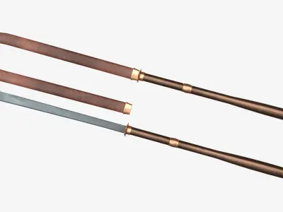 Japanese Spear Nagamaki 2  four colors 3D model