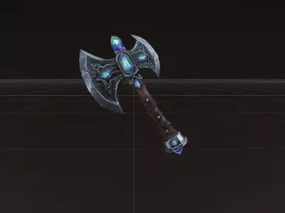 Stylized Fantasy Battle Axe  high Poly PBR Game Asset 3D model