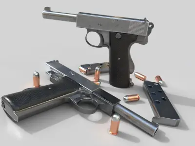 Webley 1913 PBR Low-poly 3D model