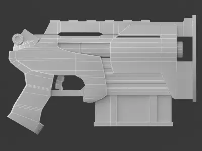 Simple used sci-fi pistol Low-poly 3D model