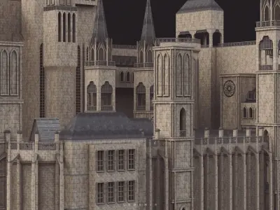 Medieval Castle Low-poly 3D model 6