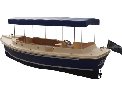 Classic Wooden Motorboat PBR 3D Model Low-poly 3D model