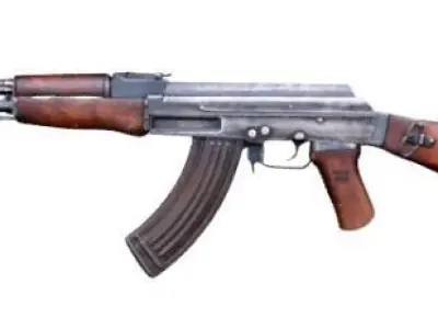 AK-47 with Bullets and Two Cartridges Low-poly 3D model