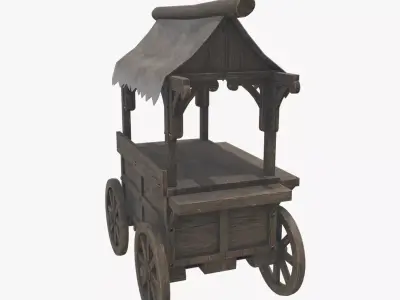 Medieval Cart V08 Low-poly 3D model
