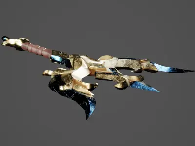 Fantasy Battle Axe Low-poly 3D model