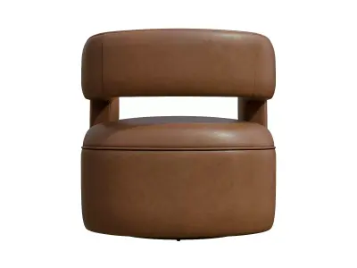 Modern Vegan Leather Open Back Swivel Barrel Accent Chair Low-poly 3D model