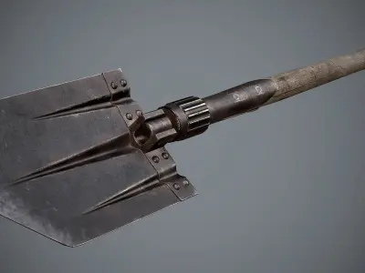 Shovel Old Painted Low-poly 3D model