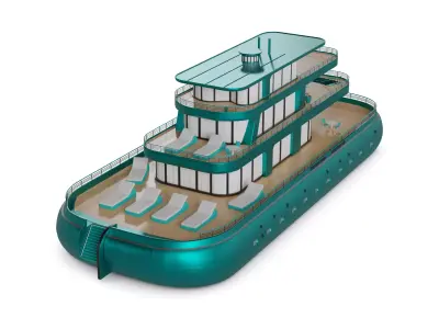 Cruising Houseboat 3D model