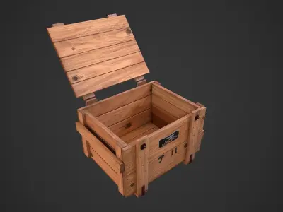 Old soviet wooden military box low poly model for VR gaming Low-poly 3D model