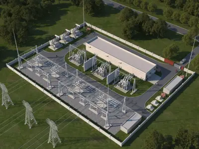 Electrical power substation 3D model buy