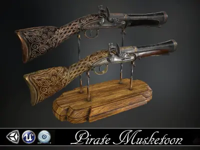 Pirate Musketoon - two skins Low-poly 3D model