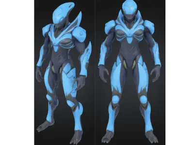 Stylized Sci Fi Alien Soldier Low-poly 3D model