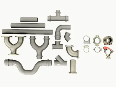Pipe and Pipe Clamp Pack 3D model