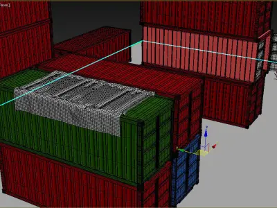 Ship container  yard  Low-poly 3D model