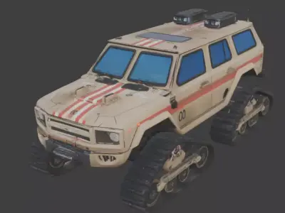 Realistic Hard Sci-Fi Tracked SUV Scout Low-poly 3D model