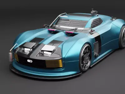 RAY - retro future cyber car Free low-poly 3D model