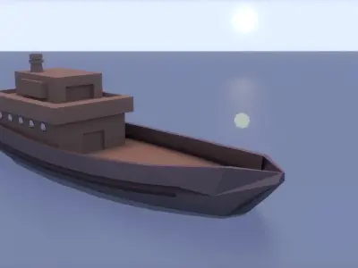 Low-Poly Ship boat Free low-poly 3D model