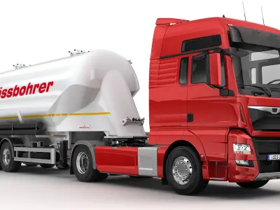 Truck with Silo Trailer 3D model