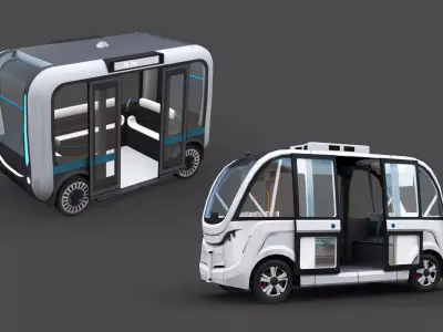 e-Shuttle with interior Pack 1 Low-poly 3D model