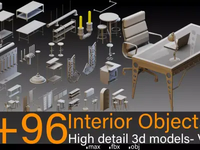 96 Interior Objects- Vol 01- High detail 3d models 3D model