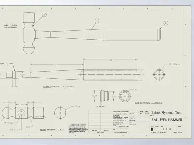 Ball Peen Hammer Free 3D model purchase