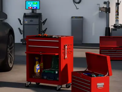 Professional Red Rolling Tool Chest 3D model
