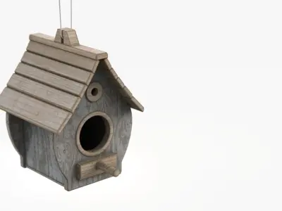 Birdhouse wooden Low-poly 3D model