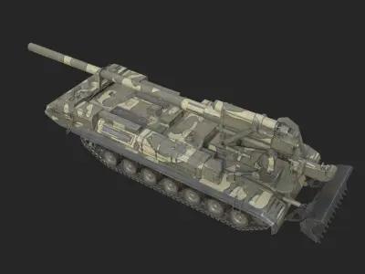 5 coatings of Russian 2S7 Pion M-1975 Self propelled Gun Low-poly 3D model