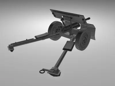 Bofors Cannon 37mm  Low-poly 3D model