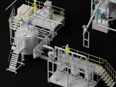 Industrial Processing Plant Equipment Pack Low-poly 3D model