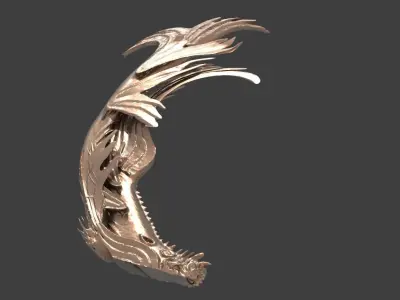 Sea serpent engraved stone arch 1 3D model