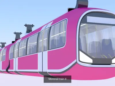 Elevated train and city bus 3D Model Pack