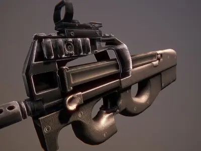 P90 gun Low-poly 3D model
