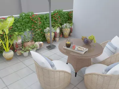 Gym with Reception and Patio 3D model