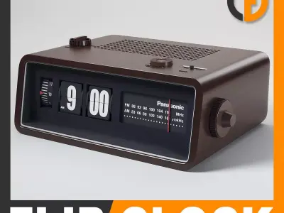 Retro Radio Alarm Flip Clock 3D model